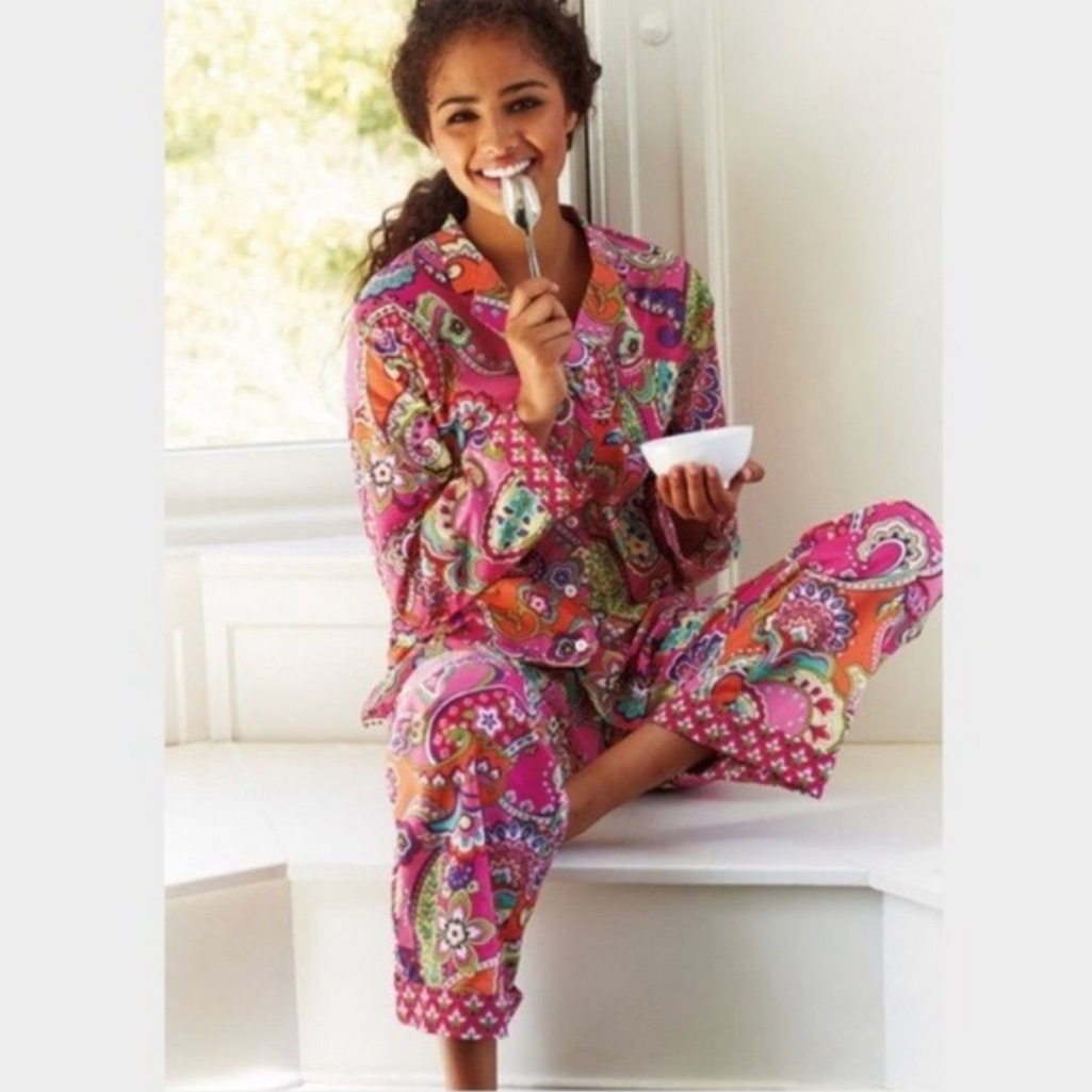 Vera Bradley 3pc Pink Swirls Pajama Set